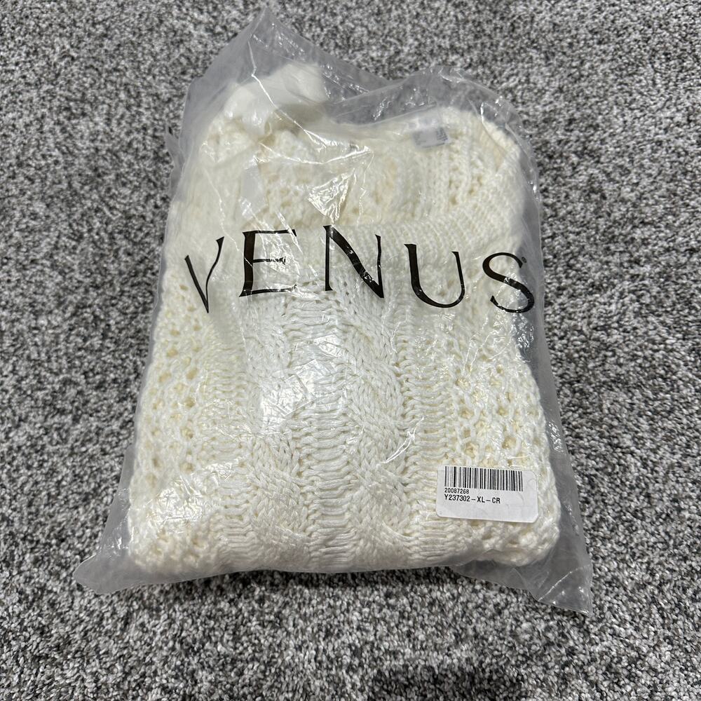 New with tags, VENUS Bow Tie Crochet Sweater, Cream, Size XL - Picture 4 of 15